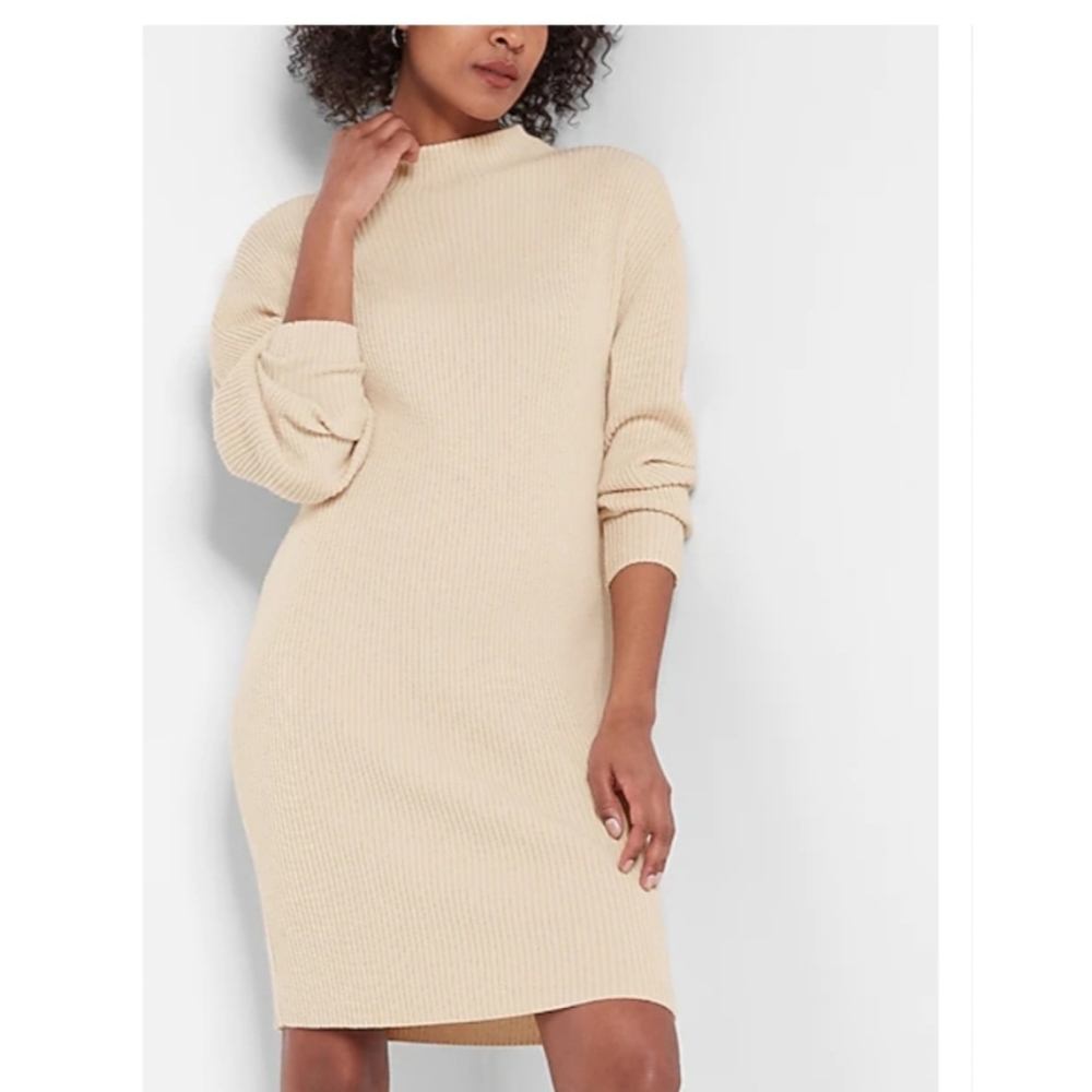 Express mock neck sculpted sleeve sweater dress